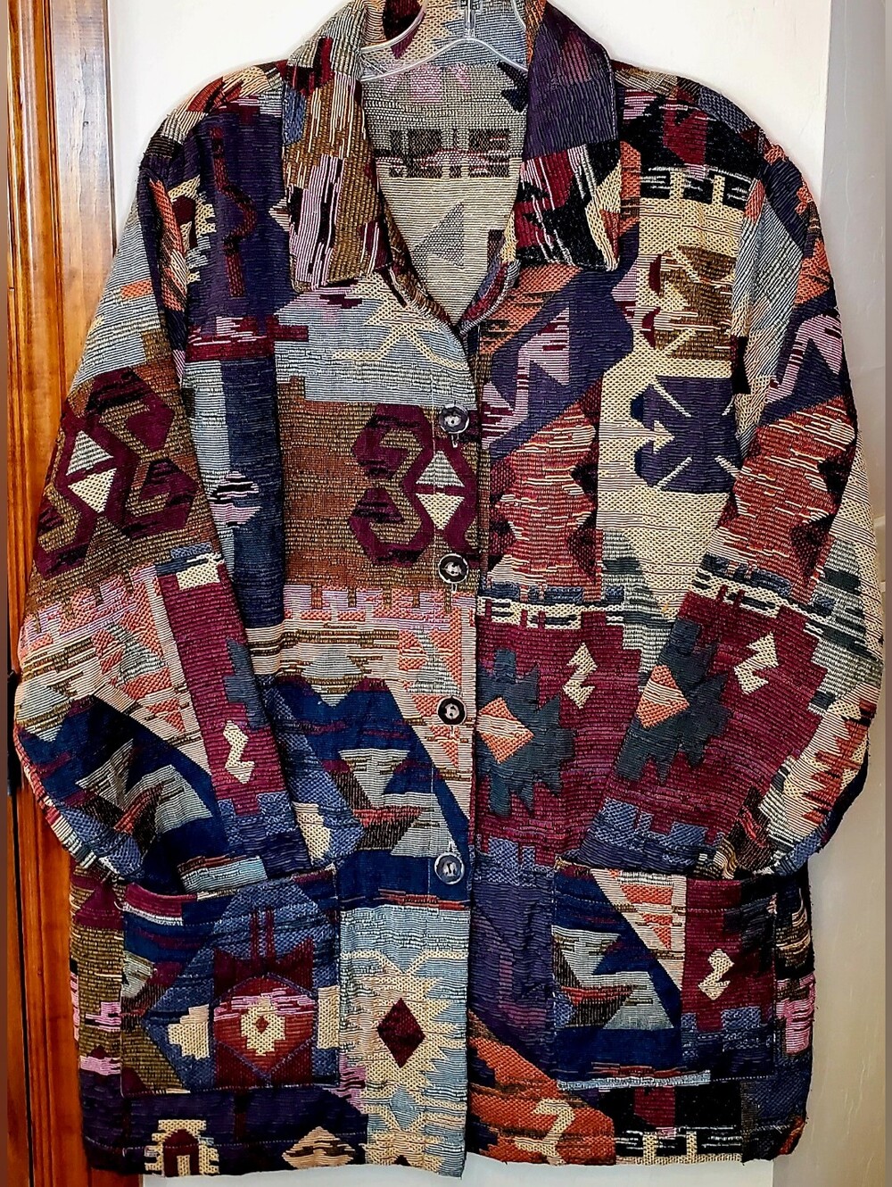 VTG Coldwater Creek XL/1X Southwest Aztec Western Tapestry Jacket Art To Wear